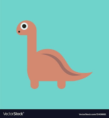 Flat icon on background cartoon dinosaur vector image