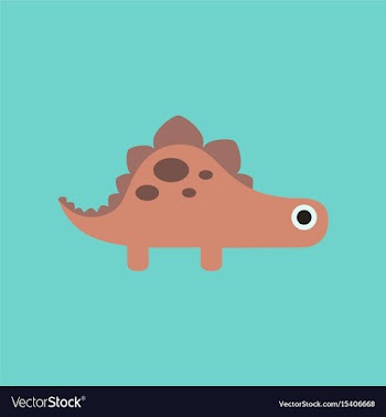 Flat icon on background cartoon dinosaur vector image