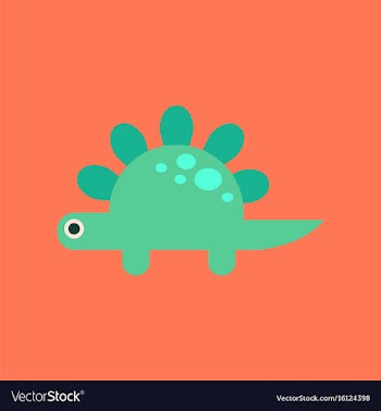 Flat icon on background cartoon dinosaur vector image