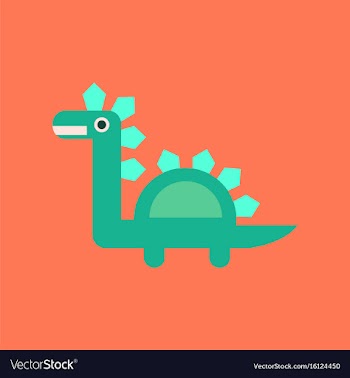 Flat icon on background cartoon dinosaur vector image