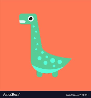 Flat icon on background cartoon dinosaur vector image