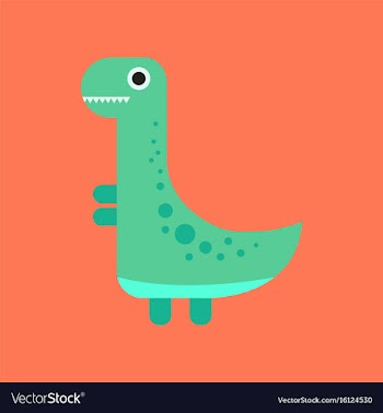 Flat icon on background cartoon dinosaur vector image