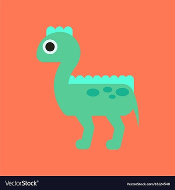 Flat icon on background cartoon dinosaur vector image