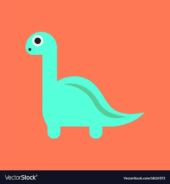 Flat icon on background cartoon dinosaur vector image