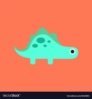 Flat icon on background cartoon dinosaur vector image