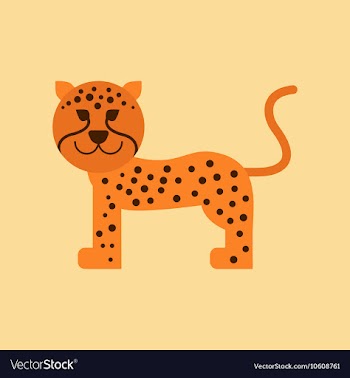 Flat icon on background cartoon leopard vector image