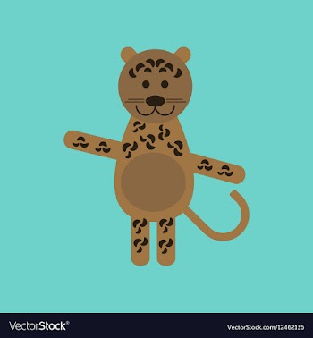 Flat icon on background cartoon leopard vector image