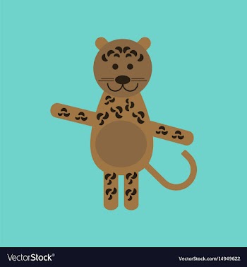 Flat icon on background cartoon leopard vector image