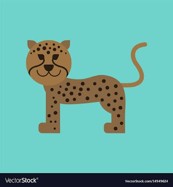 Flat icon on background cartoon leopard vector image