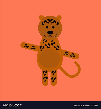 Flat icon on background cartoon leopard vector image