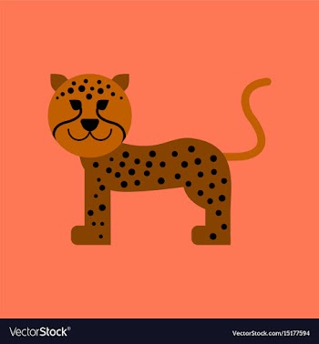 Flat icon on background cartoon leopard vector image