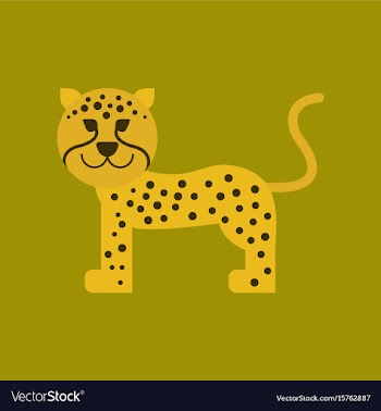 Flat icon on background cartoon leopard vector image