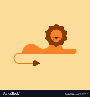 Flat icon on background cartoon lion vector image