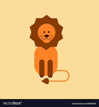 Flat icon on background cartoon lion vector image