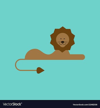 Flat icon on background cartoon lion vector image