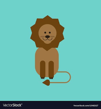 Flat icon on background cartoon lion vector image