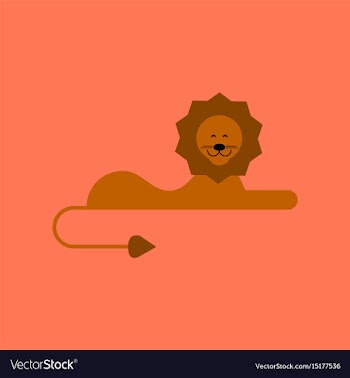Flat icon on background cartoon lion vector image