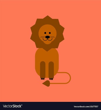 Flat icon on background cartoon lion vector image