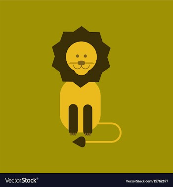 Flat icon on background cartoon lion vector image