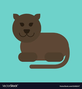 Flat icon on background cartoon panther vector image