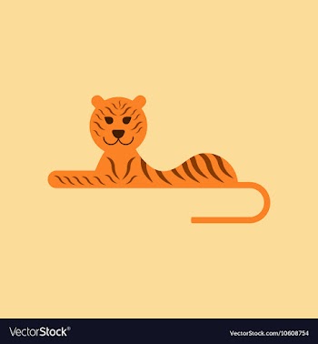 Flat icon on background cartoon tiger vector image