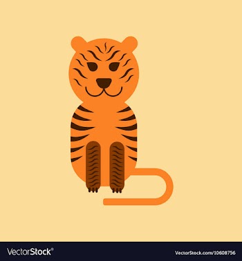 Flat icon on background cartoon tiger vector image