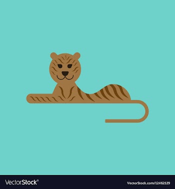 Flat icon on background cartoon tiger vector image