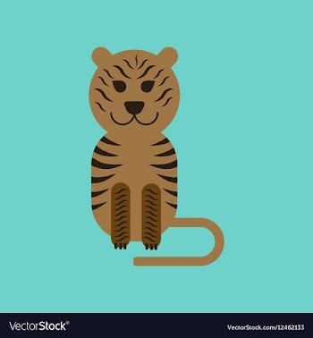 Flat icon on background cartoon tiger vector image