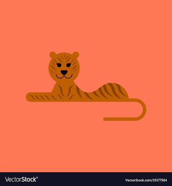 Flat icon on background cartoon tiger vector image