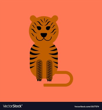Flat icon on background cartoon tiger vector image