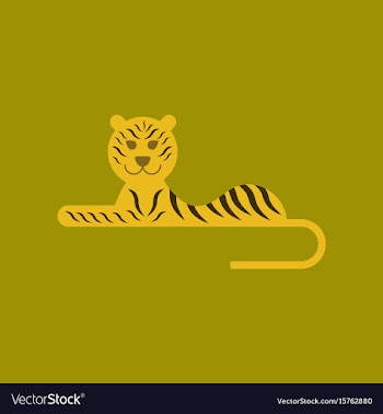 Flat icon on background cartoon tiger vector image