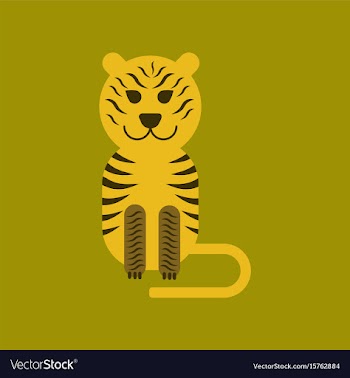 Flat icon on background cartoon tiger vector image