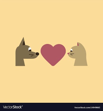 Flat icon on background cat dog heart vector image
