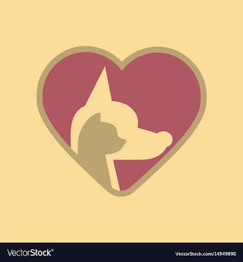Flat icon on background cat dog heart vector image