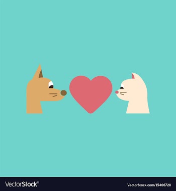 Flat icon on background cat dog heart vector image