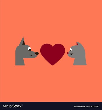 Flat icon on background cat dog heart vector image