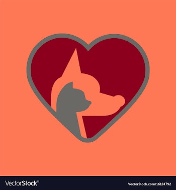 Flat icon on background cat dog heart vector image