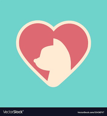 Flat icon on background cat heart vector image