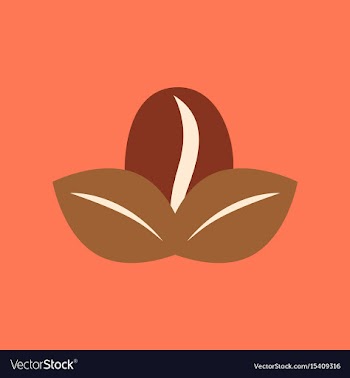 Flat icon on background coffee bean leaves vector image