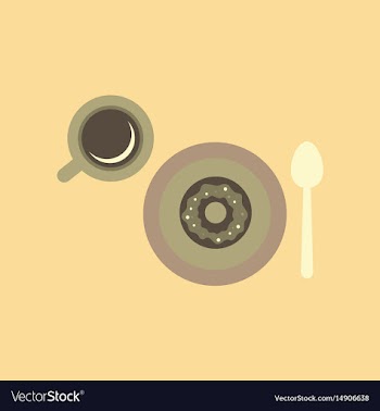 Flat icon on background coffee break cup donut vector image