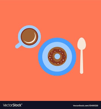 Flat icon on background coffee break cup donut vector image
