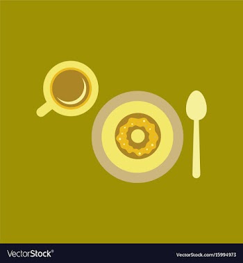 Flat icon on background coffee break cup donut vector image