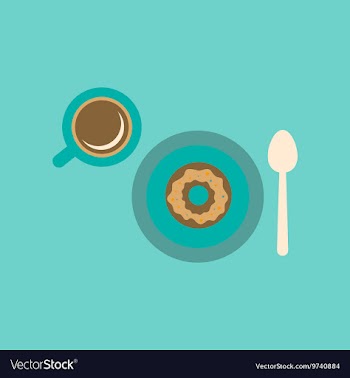 Flat icon on background coffee break cup donut vector image
