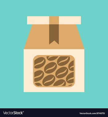 Flat icon on background coffee paper package vector image