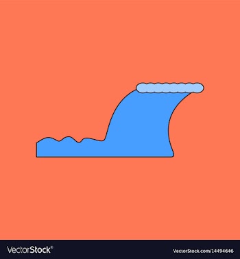 Flat icon on background disaster tsunami vector image
