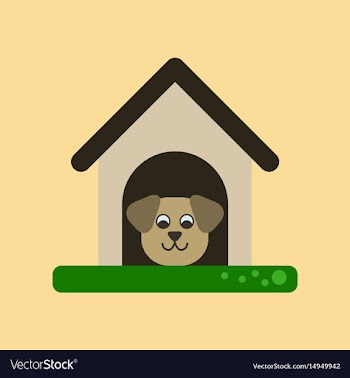 Flat icon on background dog in booth vector image