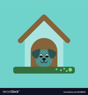 Flat icon on background dog in booth vector image