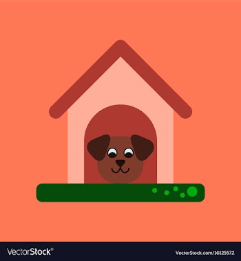 Flat icon on background dog in booth vector image