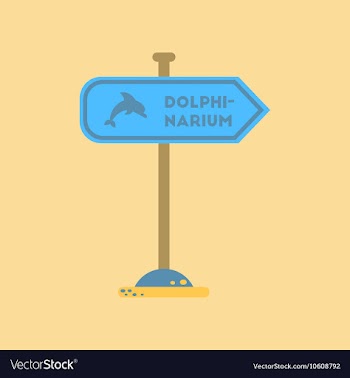 Flat icon on background dolphinarium sign vector image