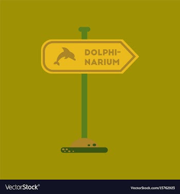 Flat icon on background dolphinarium sign vector image